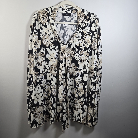 Lane Bryant Black and Cream Floral Blouse - Picture 1 of 6